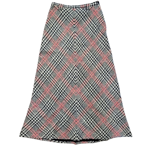 Union Made Presige Of Boston Houndstooth Plaid Wool Midi Skirt Steampunk SM - Picture 1 of 12
